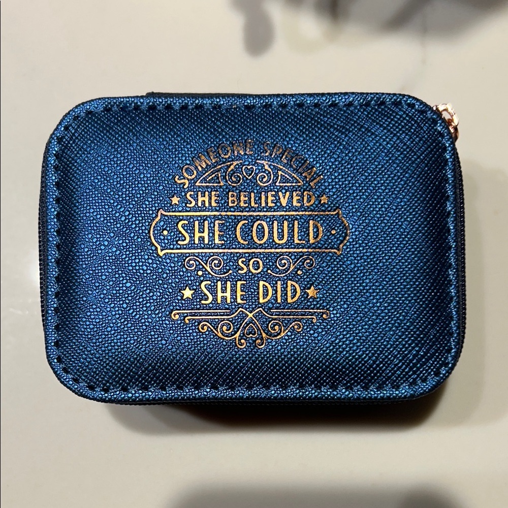 💍 Metallic Blue Travel Jewelry Box NWT Gift Your SHEro for Women’s History Month